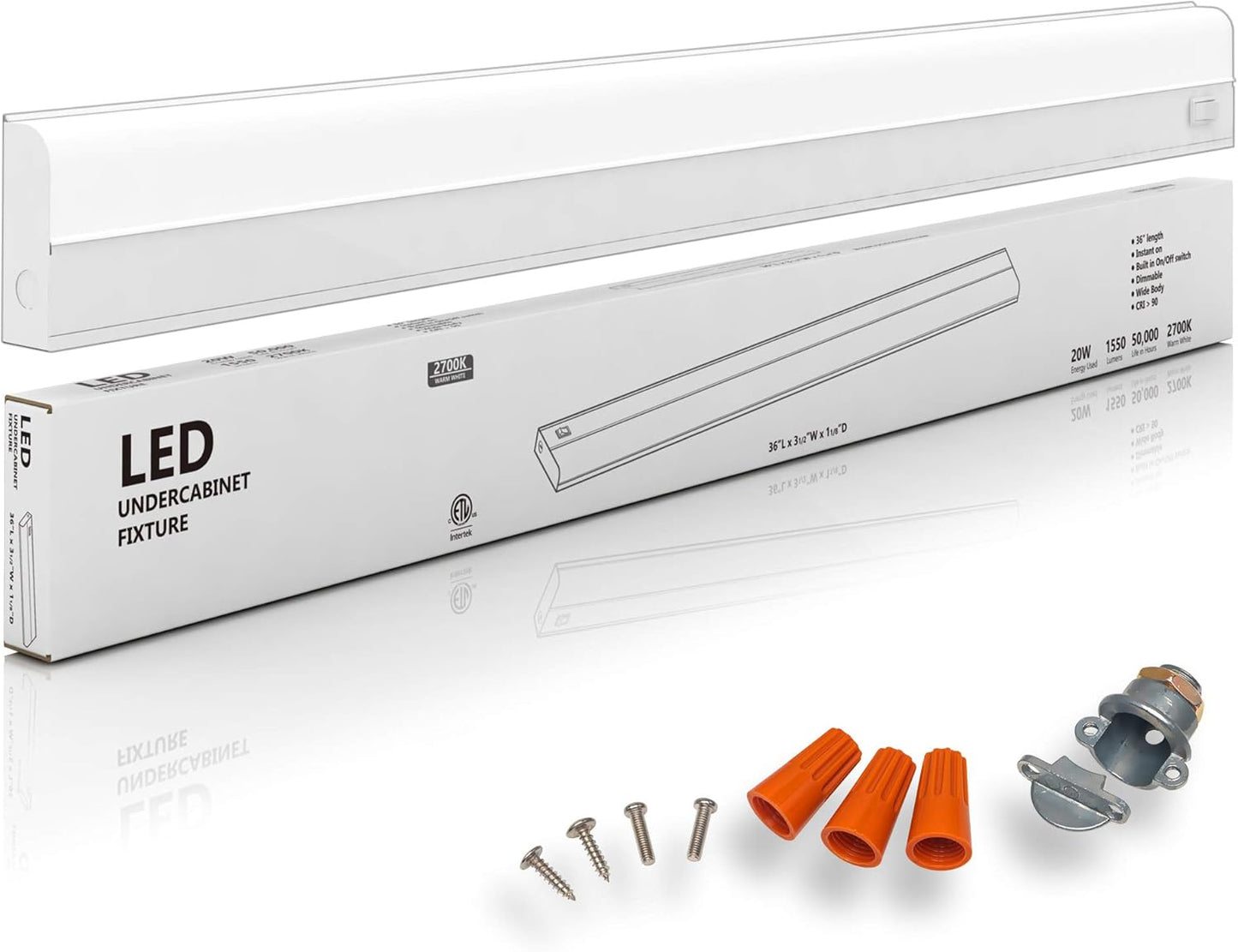 Hardwired LED Under Cabinet Task Lighting - 36in Dimmable Soft White