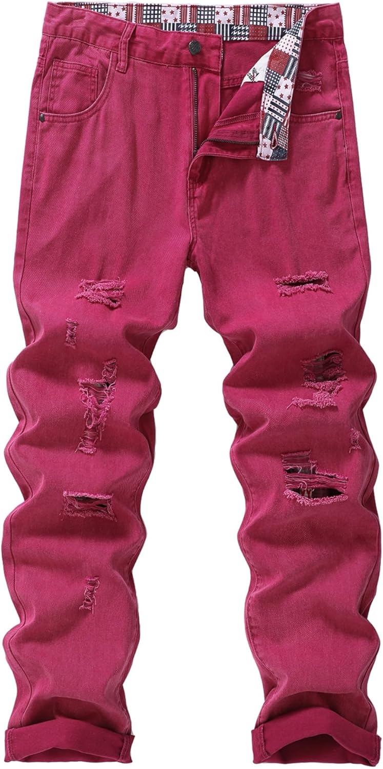 Men's Non-Stretch Regular Fit Straight-Leg Denim Pants Jeans