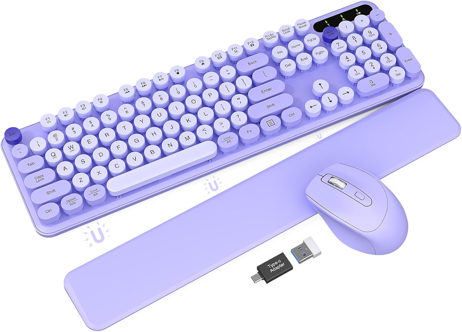 Retro Style Wireless Keyboard - Comfort & Style in Purple