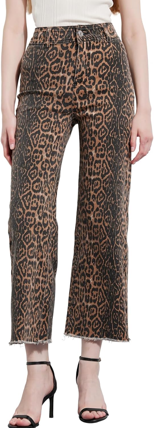 Women's Wide Leg Jeans High Waisted Stretchy Casual Denim Pants