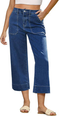 Capri Jeans for Women High Waisted Wide Leg - Comfortable Stretch easy