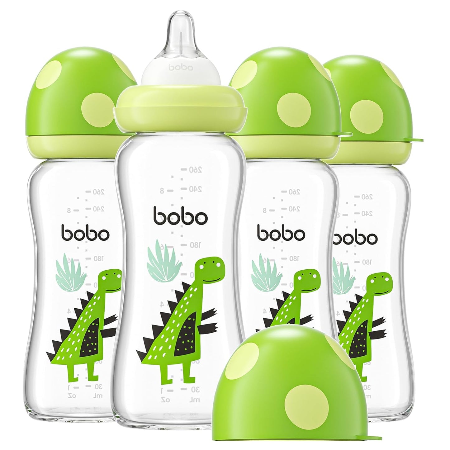 YOHKOH Natural Glass Baby Bottle with Anti-Colic Nipple Set