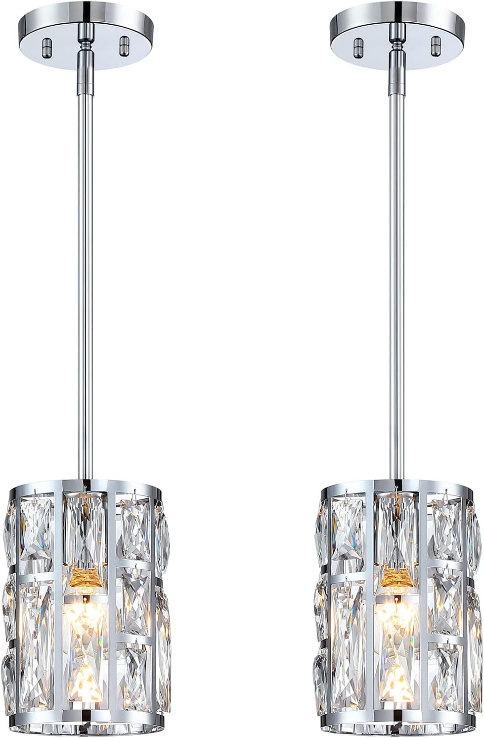 Modern Crystal Pendant Light Fixture 2-Pack for Home Decor