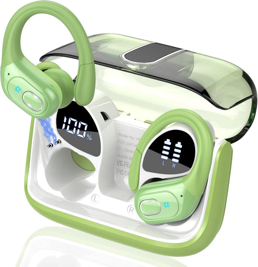 75hr Wireless Earbuds: Deep Bass, ENC Mic, IPX7 Green