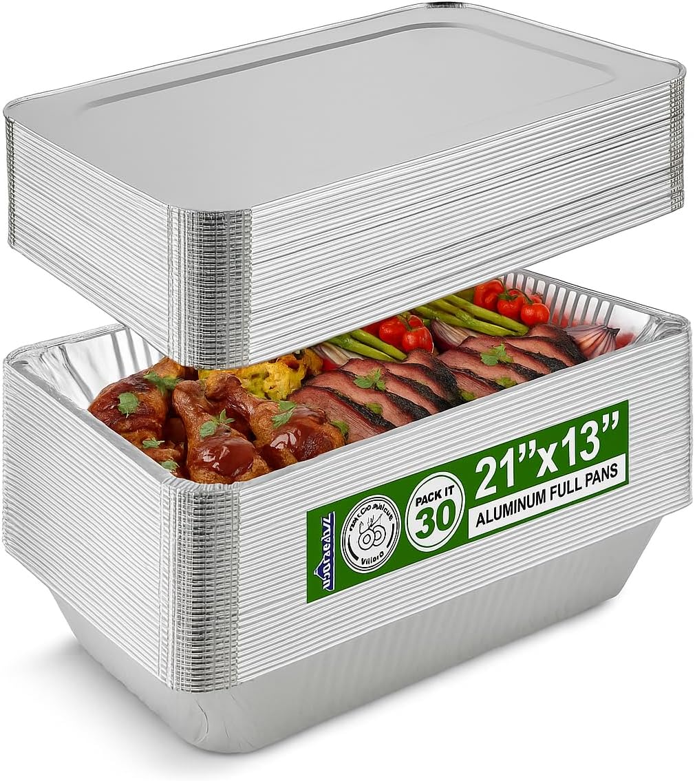 EHOMEA2Z Large Aluminum Pans with Lids for Cooking and Catering