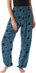 Women's Harem Pants High Waisted Smocked Waist - Flowy Boho Lounge