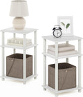 Furinno Just 3-Tier Turn-N-Tube Nightstand 2-Pack - Compact Storage