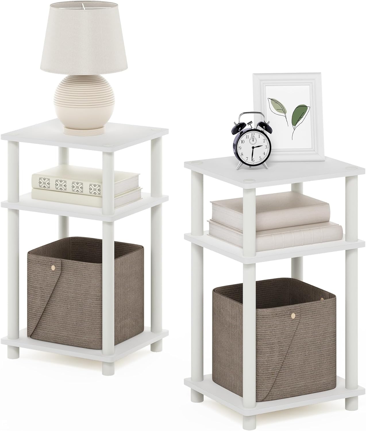 Furinno Just 3-Tier Turn-N-Tube Nightstand Set for Modern Spaces