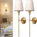 Battery Operated Wall Sconce Set of 2 - Rechargeable 7 Color Wireless
