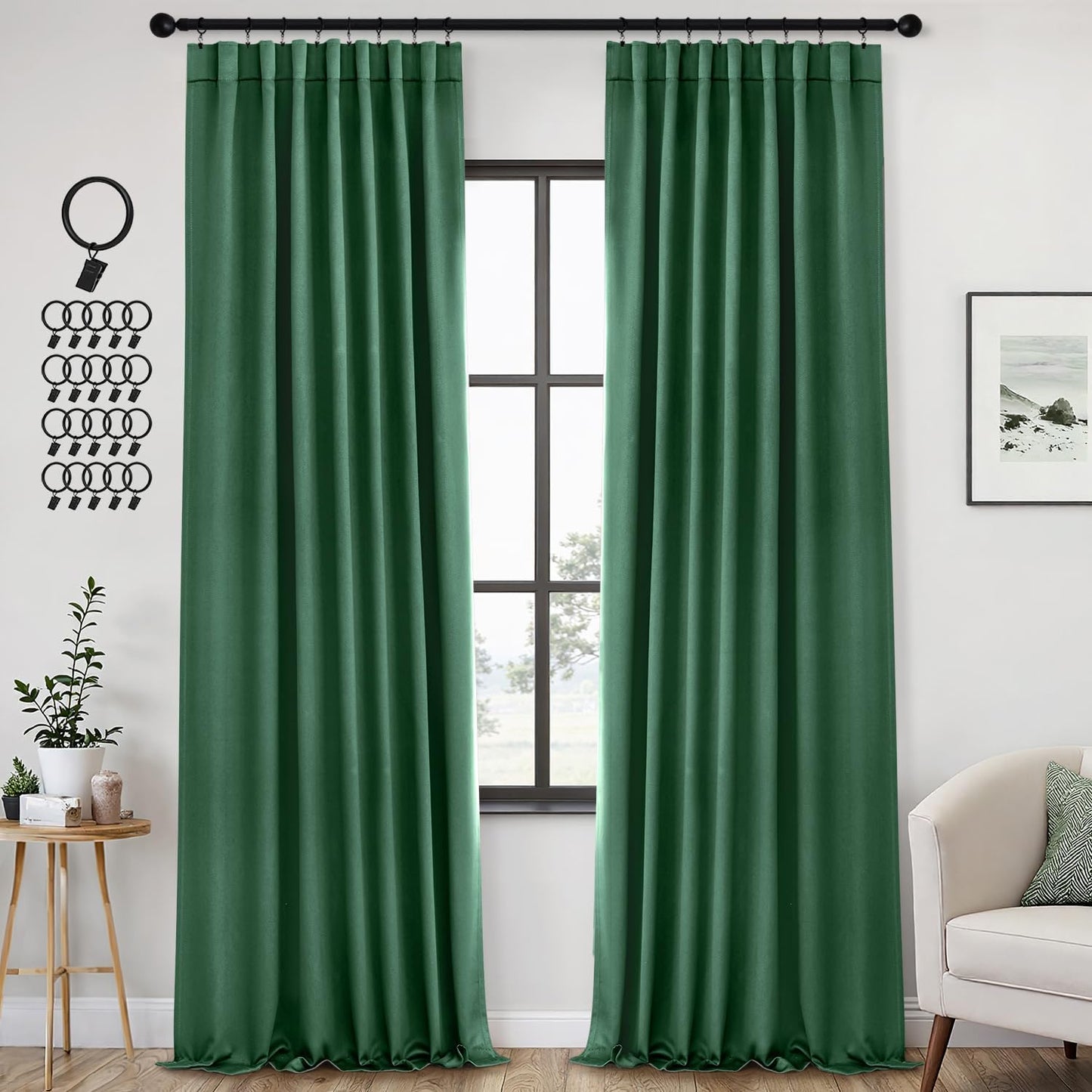 Back Tab Blackout Curtains for Bedroom and Living Room Decor