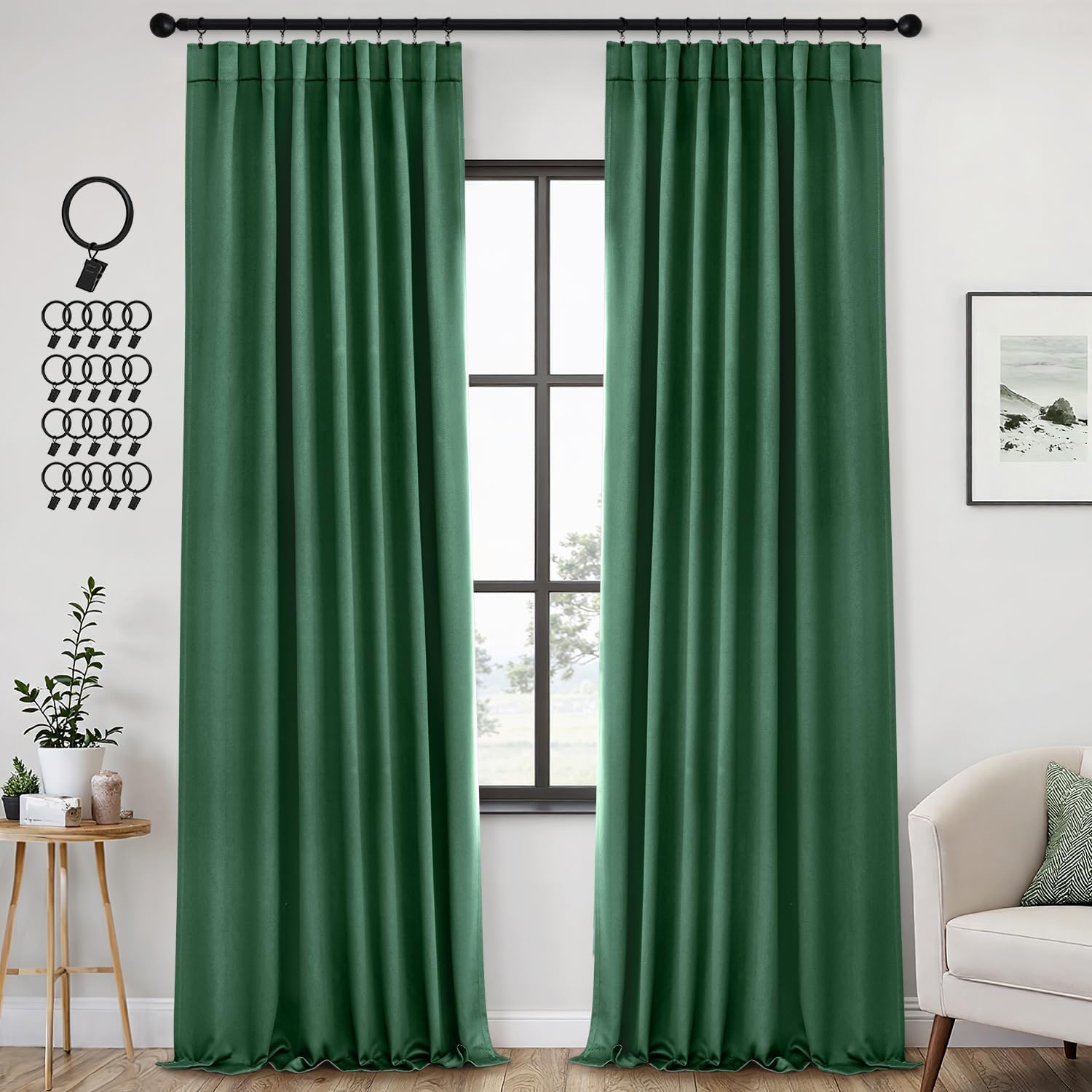 Back Tab Blackout Curtains for Bedroom and Living Room Decor