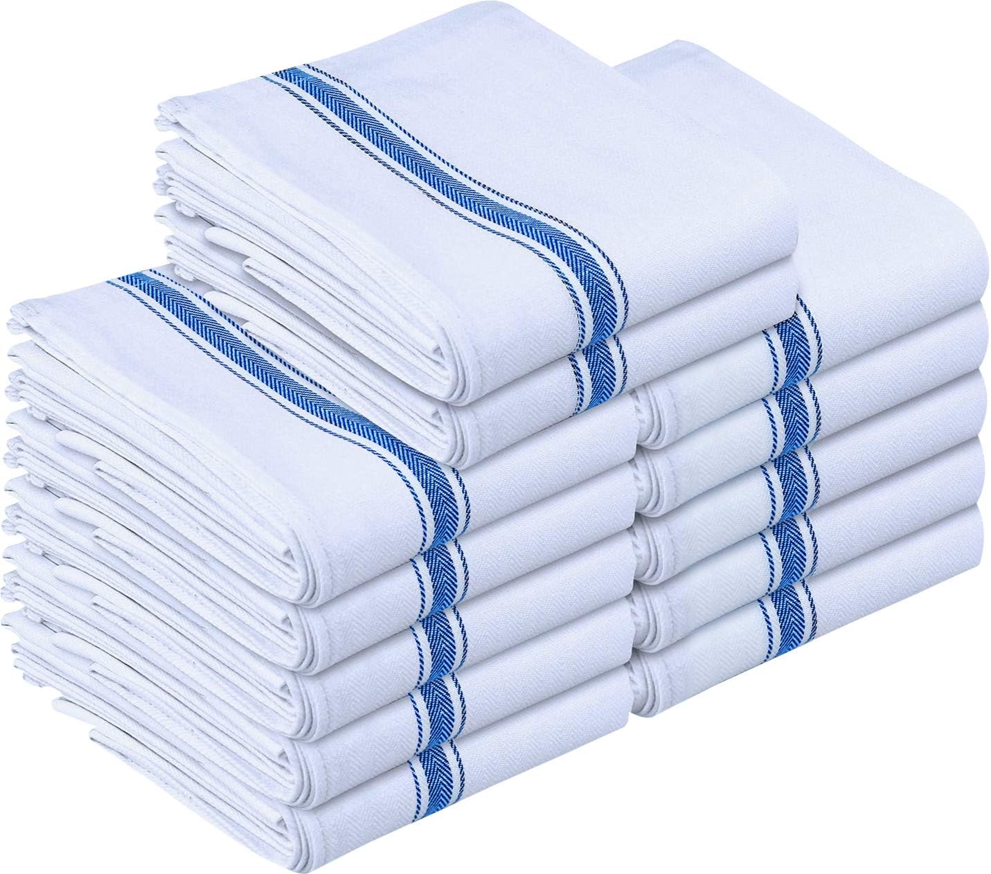 Utopia Towels 12-Pack Blue Dish Towels - Highly Absorbent 100% Cotton Set
