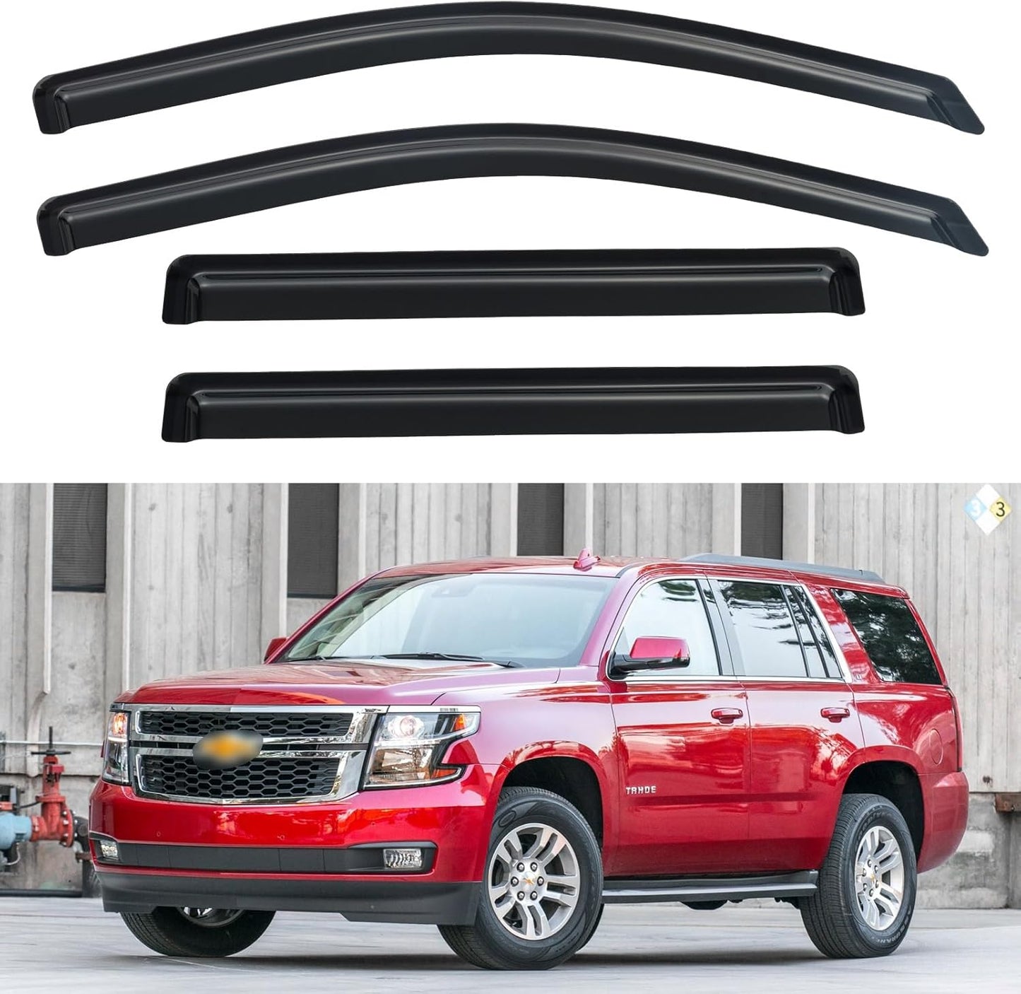 Window Rain Guards Visors for 2015-2020 Chevy Tahoe & GMC Yukon