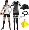 Referee Costume Women Stripe Shirt and Shorts Set - Complete 6-Piece