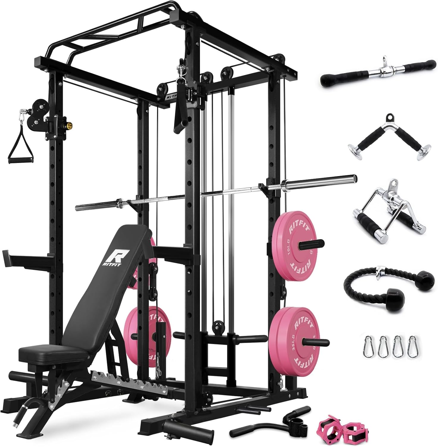 RitFit Power Cage w/ Cable System - 1000LBS Capacity