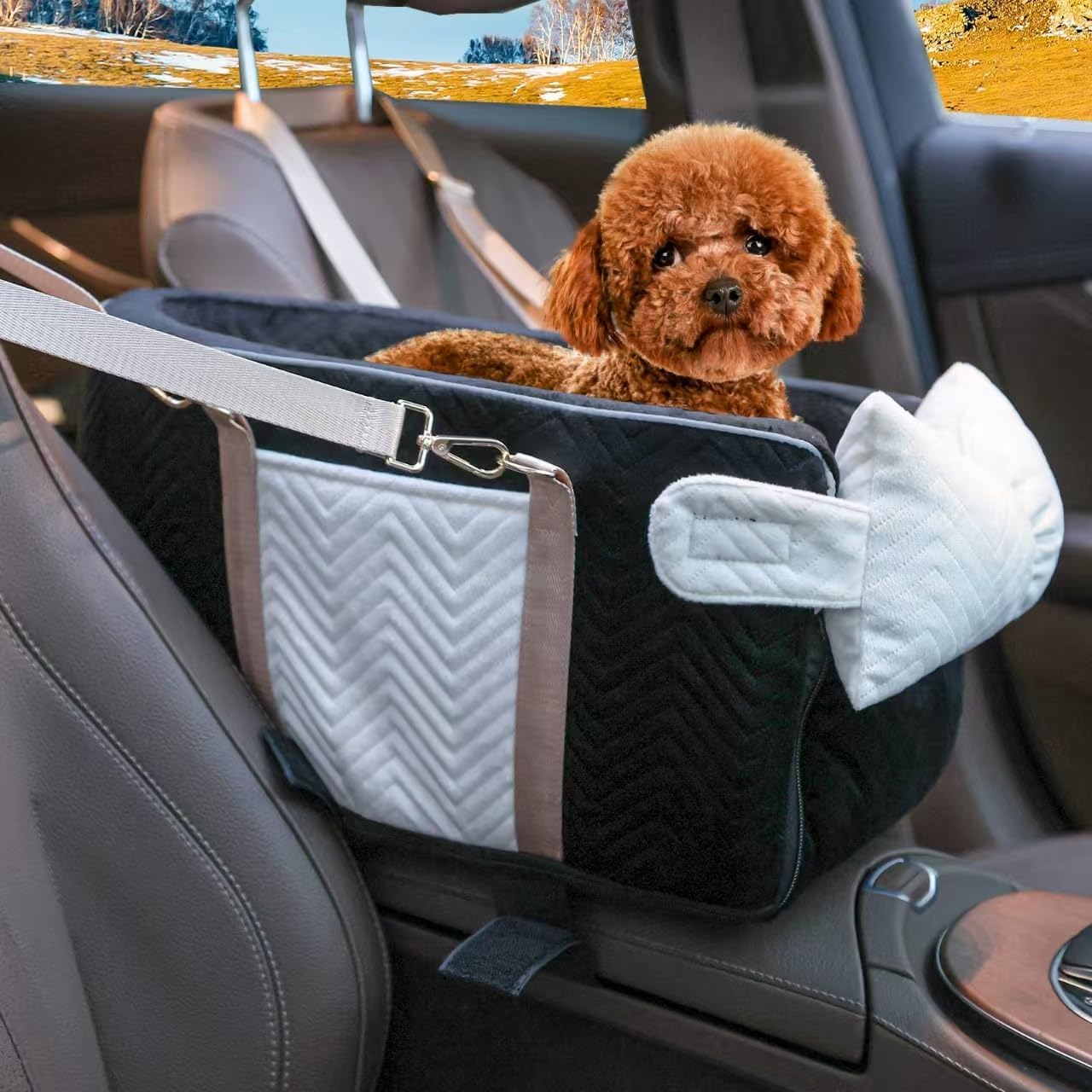 Dog Car Seat for Small Dogs - Portable Center Console Booster