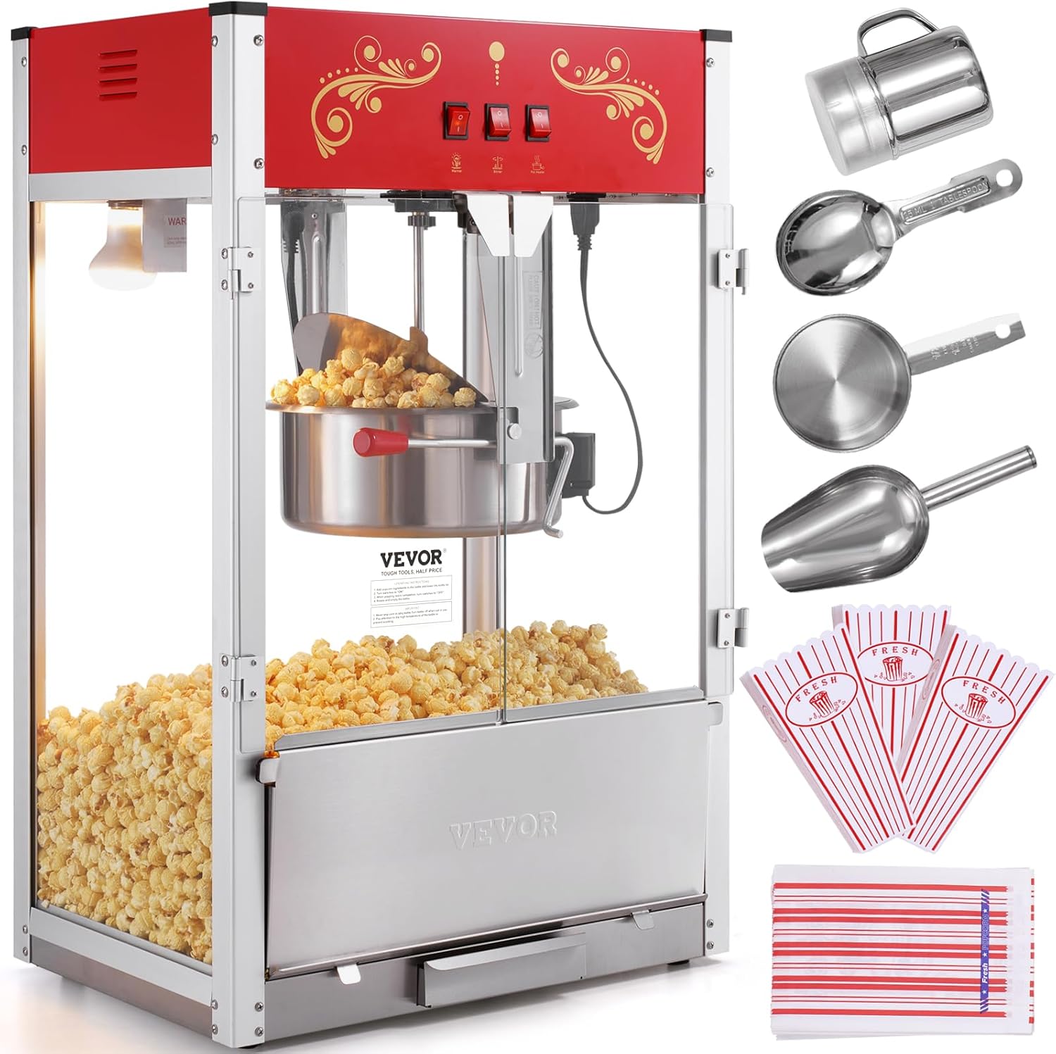 VEVOR Popcorn Maker with 16 Oz Kettle for Movie Theater Style