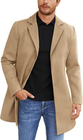 Mens Wool Blend Trench Coat Winter Peacoat - Classic Warm Overcoat