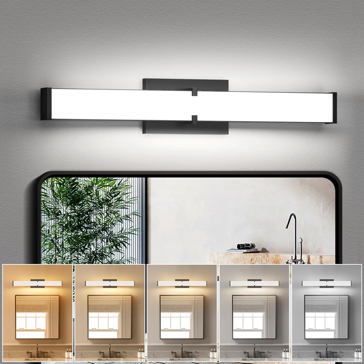 Modern Bathroom Light Fixtures Over Mirror with Adjustable Color