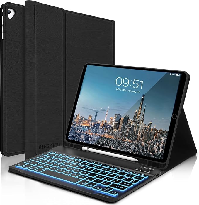 D DINGRICH iPad 9.7 Case with Keyboard - Smart Folio Design