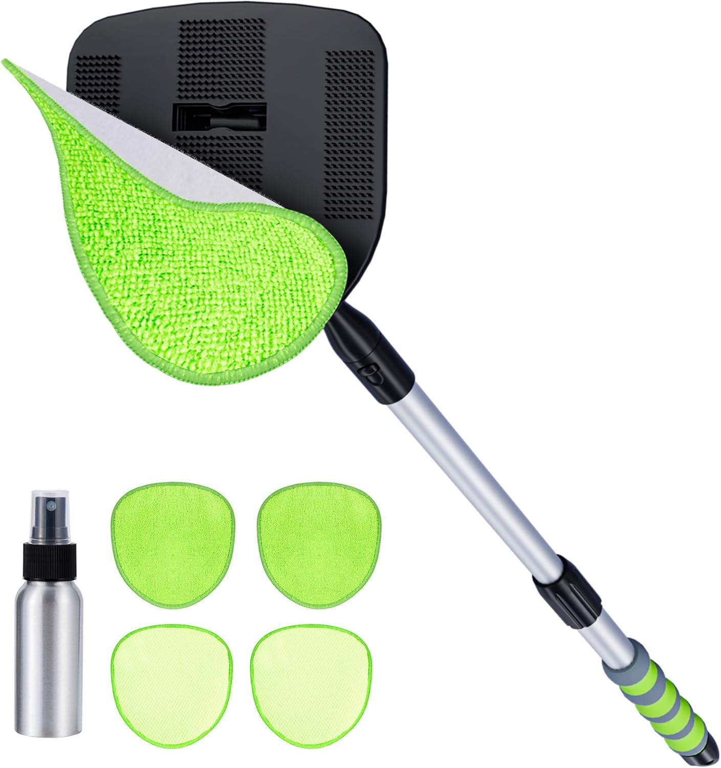 XINDELL Extendable Glass Cleaner - 360 Rotation, 4 Towel Pads