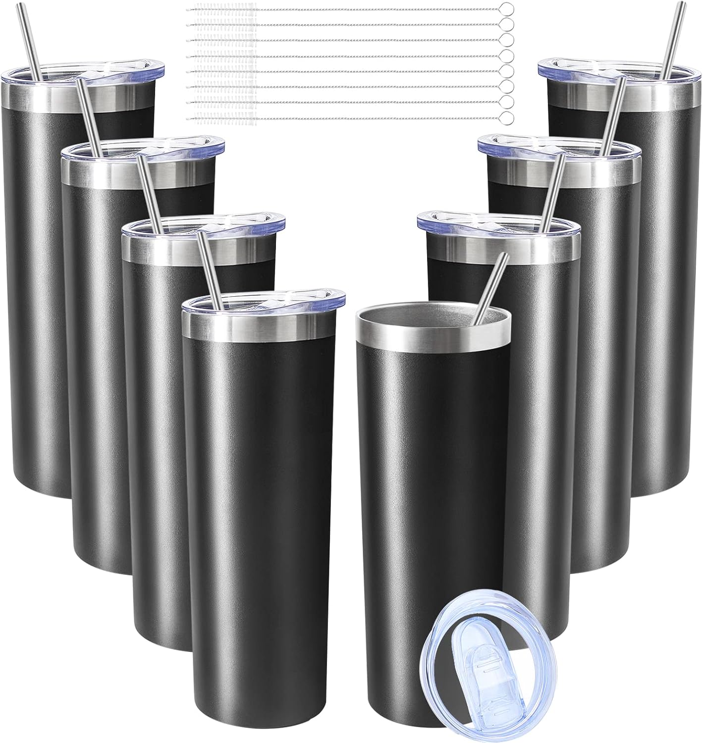 20 oz Skinny Tumblers with Lid and Straw for Hot and Cold Drinks