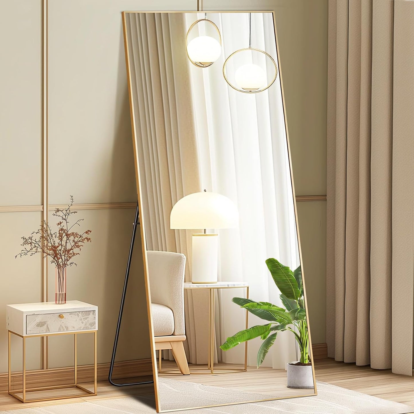 DUMOS Full Length Mirror with Stand 64in x 21in for Home Decor