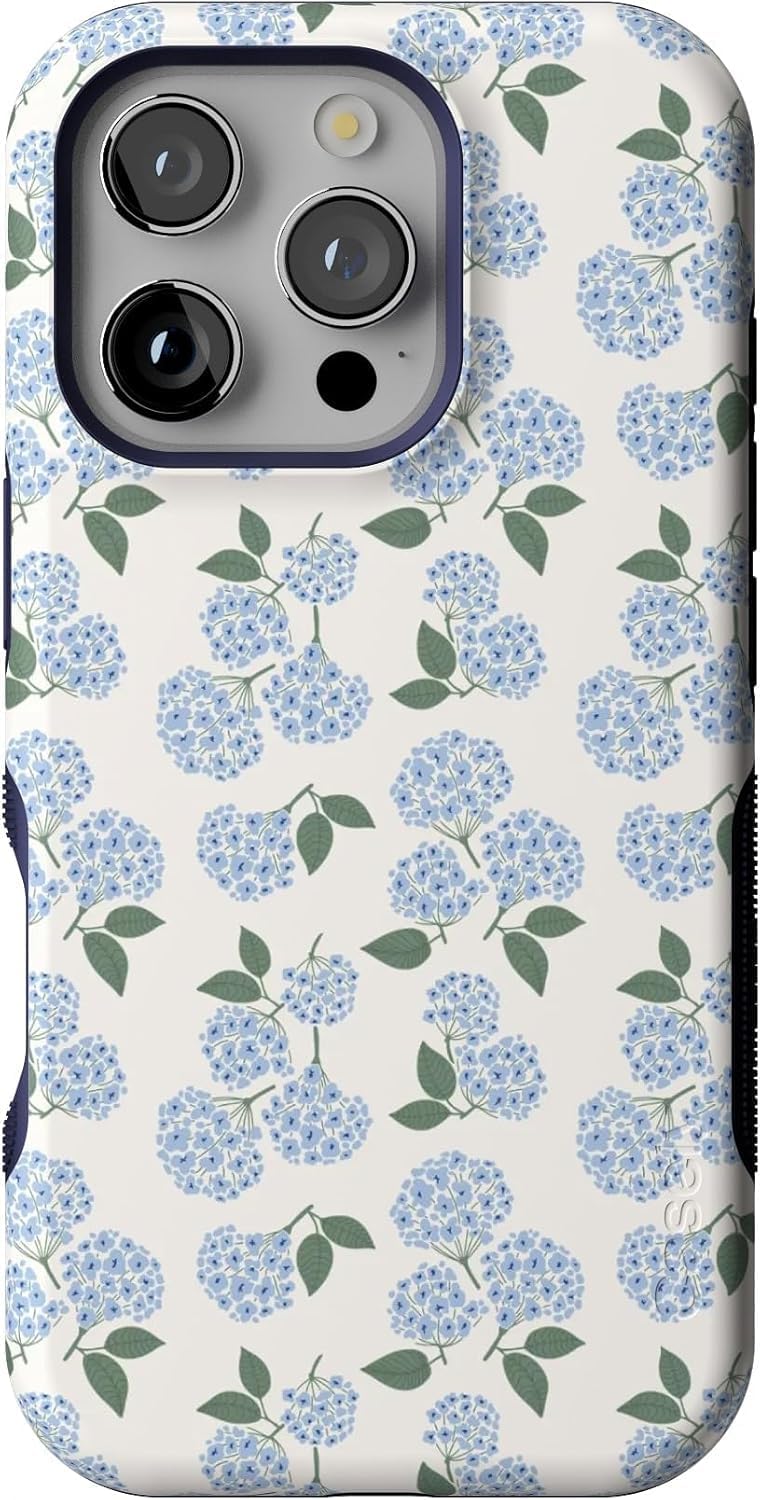 Casely iPhone 16 Pro Case - Bold Protection with Blue Hydrangea