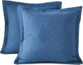 100% Cotton Quilted Euro Sham Covers 26in x 26in - Soft Navy Set