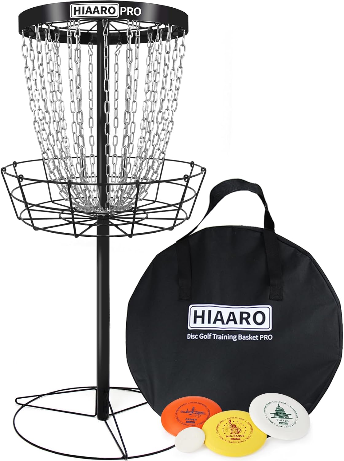 PDGA Approved HIAARO PRO Disc Golf Basket with 24 Chains