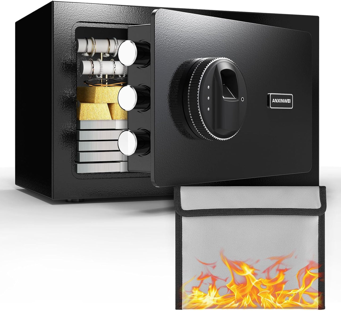 Small Fireproof Safe Box with Biometric Fingerprint Access