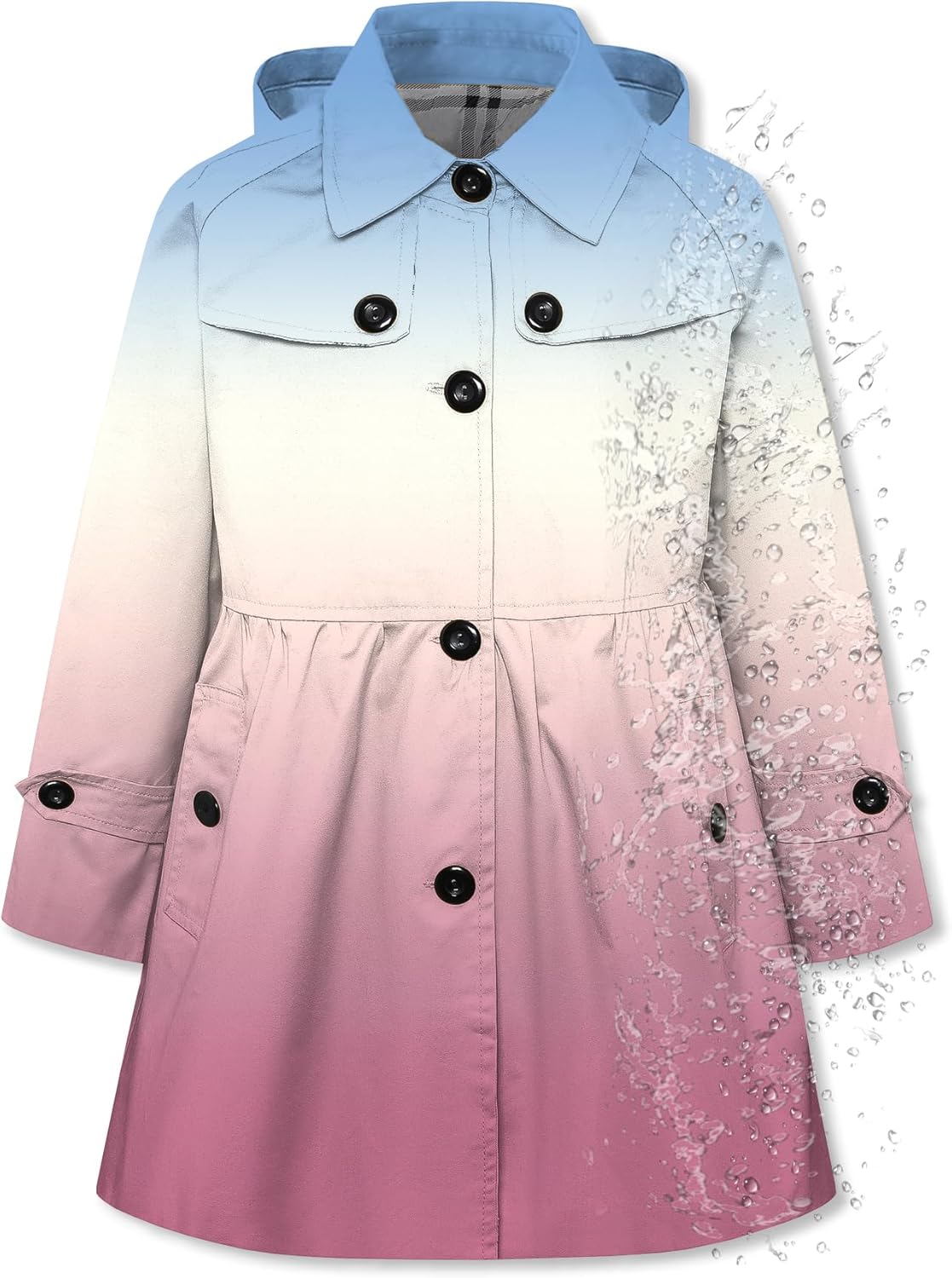 Betusline Girl's Rain Jackets Lightweight Waterproof Hooded Coat