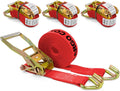 Wire Hook Ratchet Straps 2 in x 30 ft 4-Pack - Heavy Duty Tie Downs