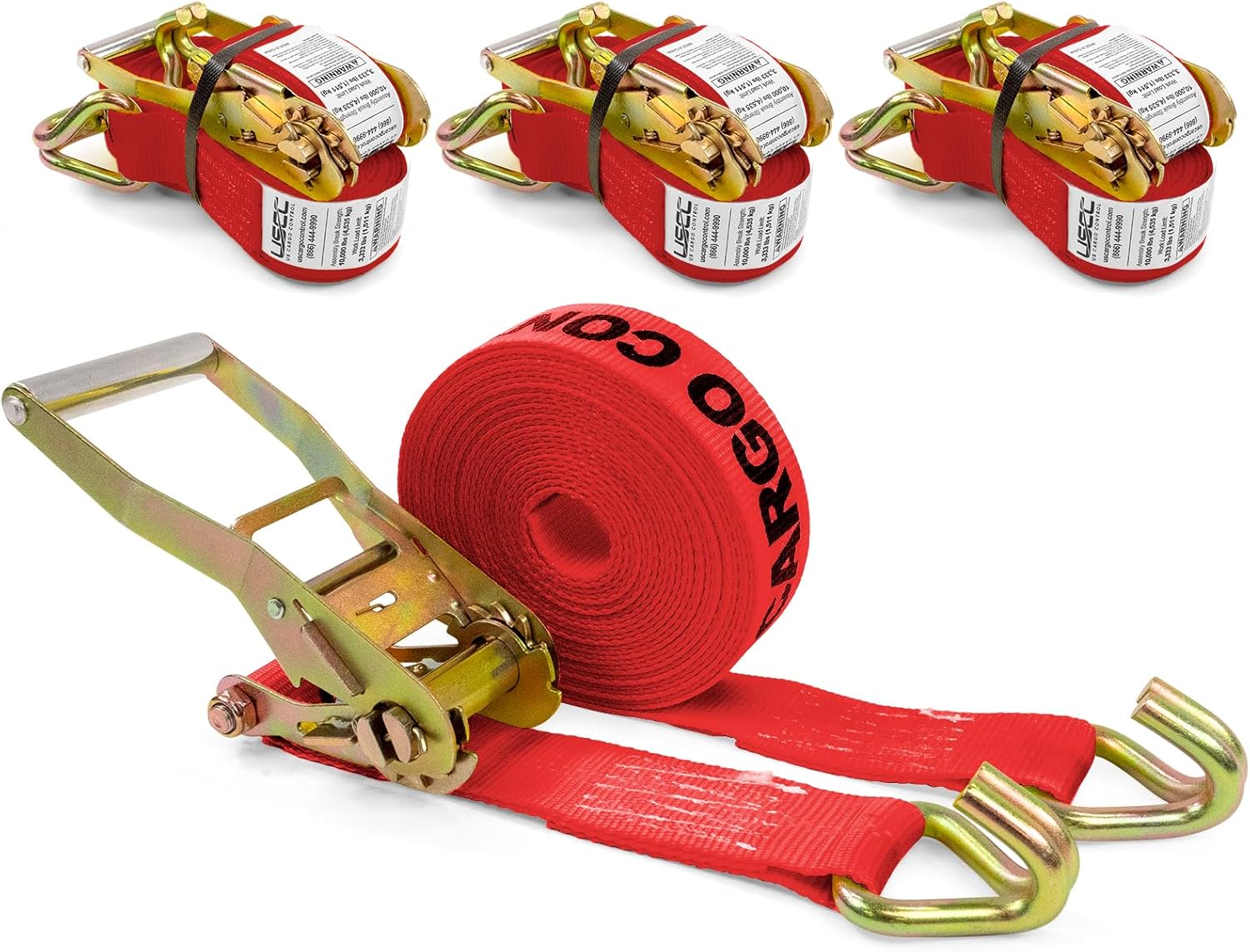 Heavy Duty Ratchet Straps with Double J Hooks for Cargo Control