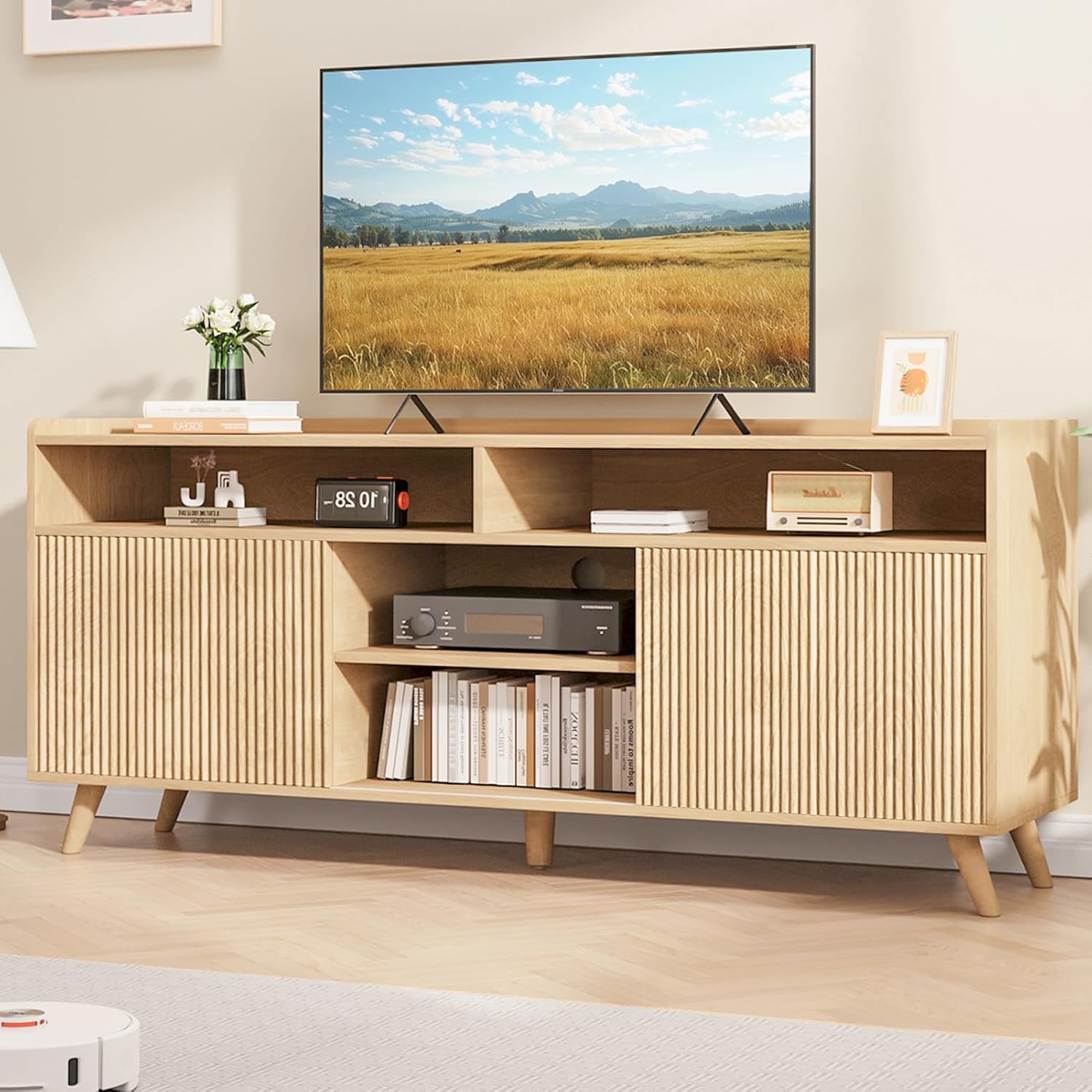 Boho Chic 65 Inch TV Stand: Stylish Storage Solution