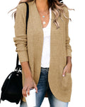 Womens Loose Open Front Cardigan Long Sleeve - Lightweight Cozy Layer