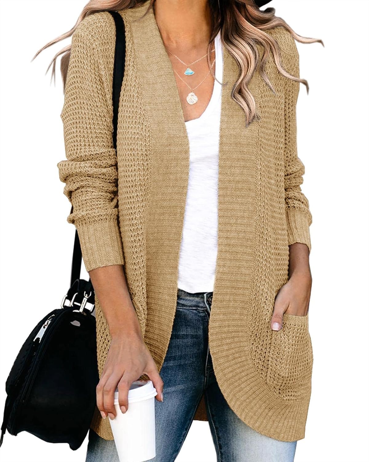 Saodimallsu Womens Loose Open Front Cardigan for Casual Wear