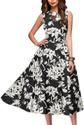Simple Flavor Women's Vintage Dress Sleeveless O-Neck Mid-Calf