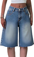 Emmiol Women Jorts Baggy Jeans Mid-Low Waisted Denim (Style MHPG)