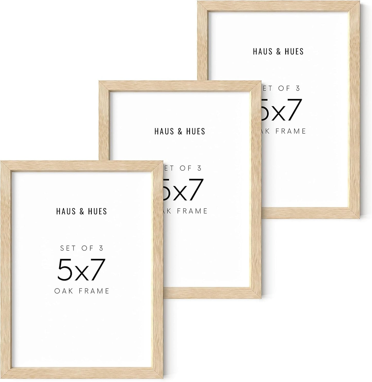 HAUS AND HUES Beige Wood Picture Frames 5x7 - Set of 3