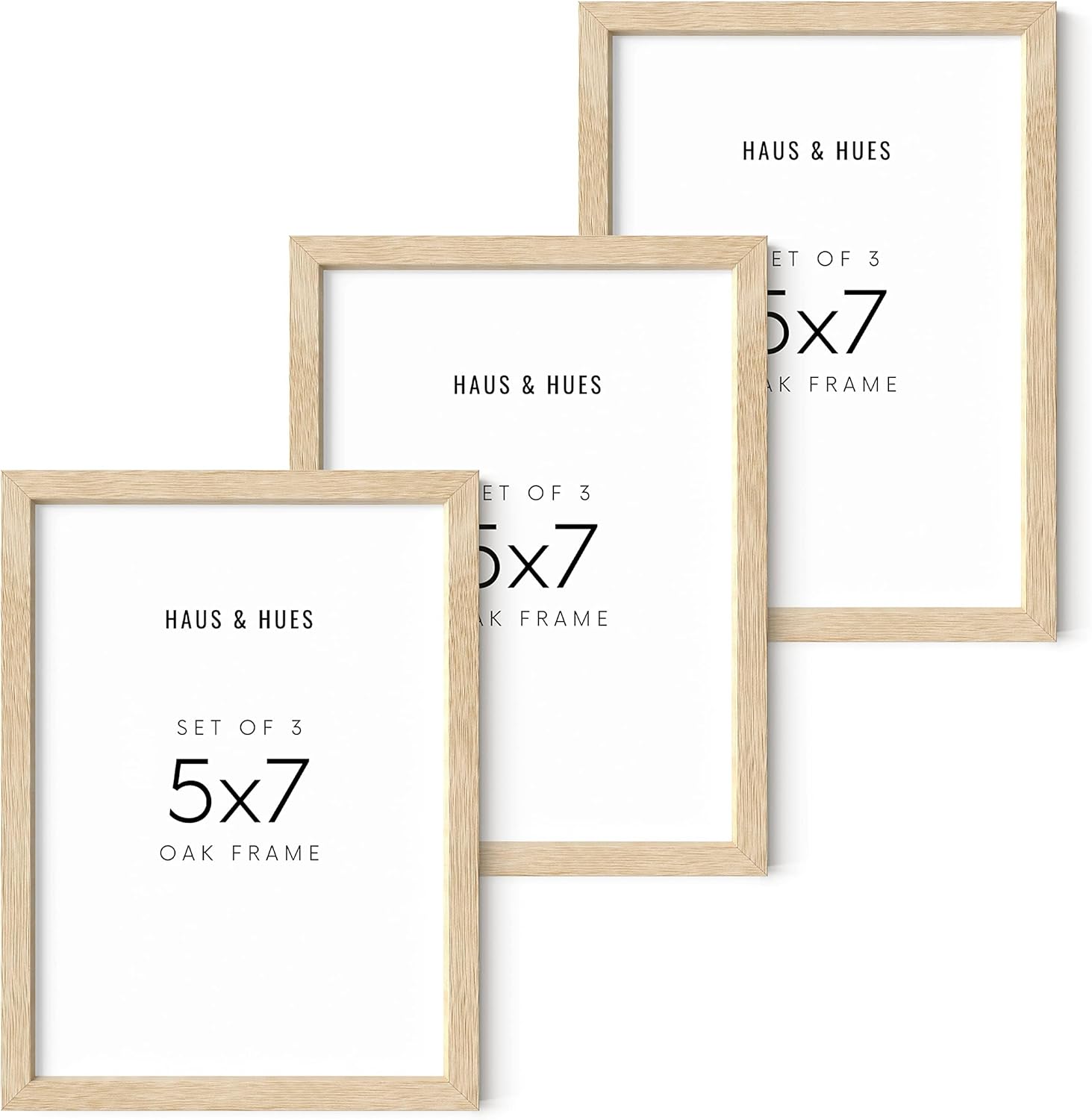 HAUS AND HUES Beige Wood Picture Frames 5x7 - Set of 3