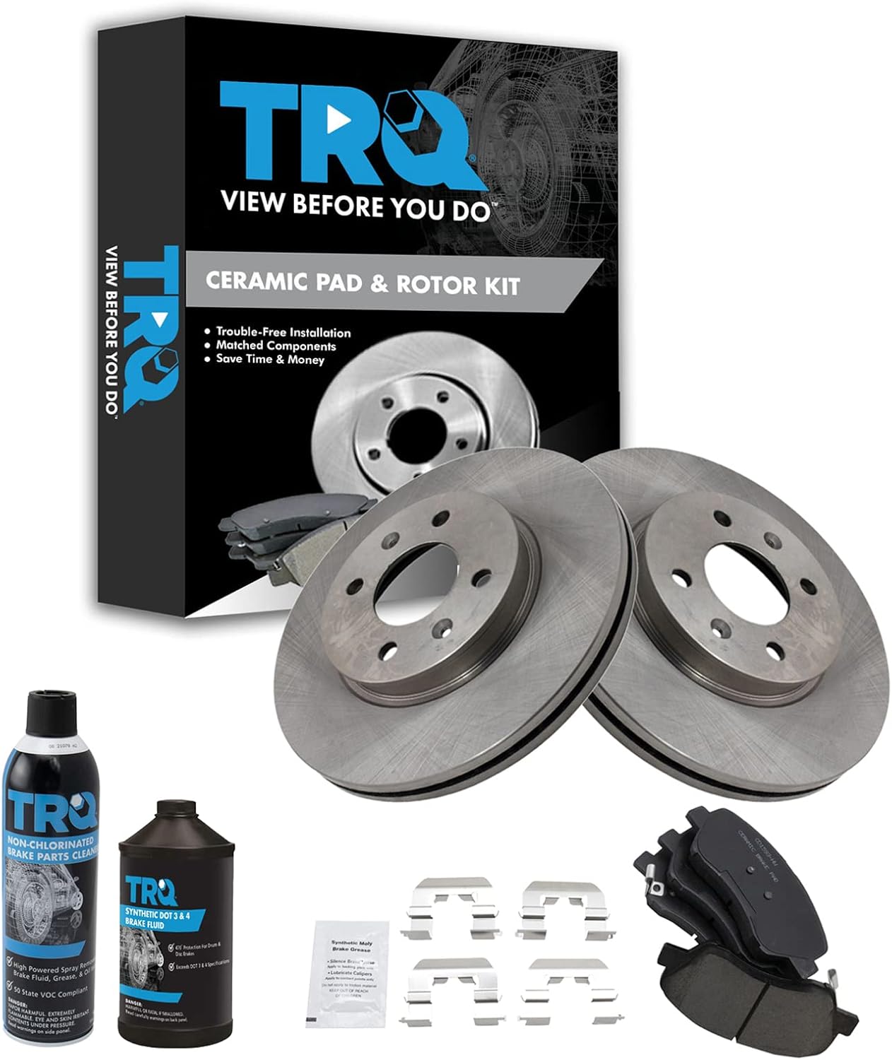 TRQ Front Brake Pad & Rotor Kit for 2012-2017 Hyundai Accent