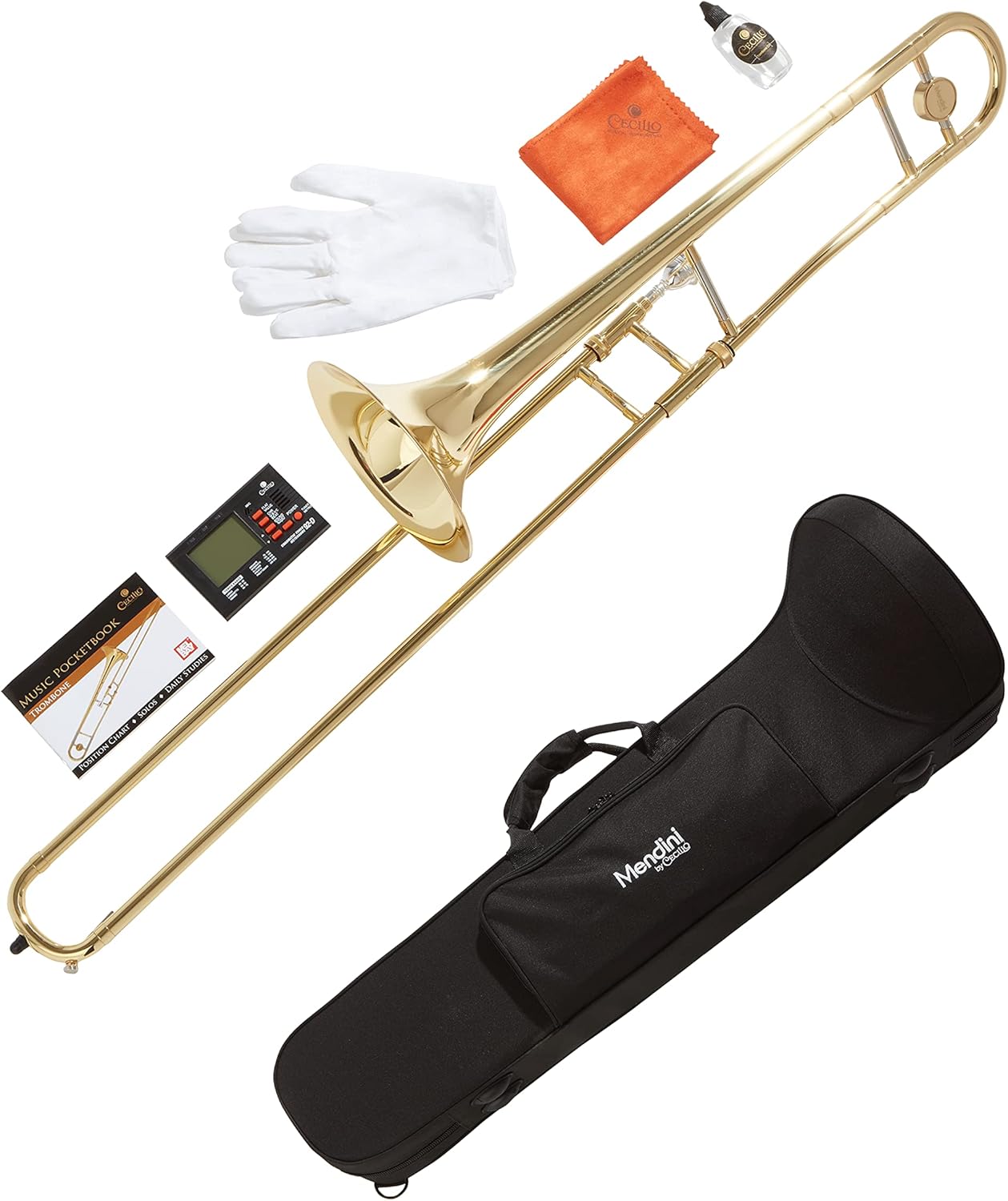 Mendini Bb Tenor Slide Trombone for Beginners with Accessories