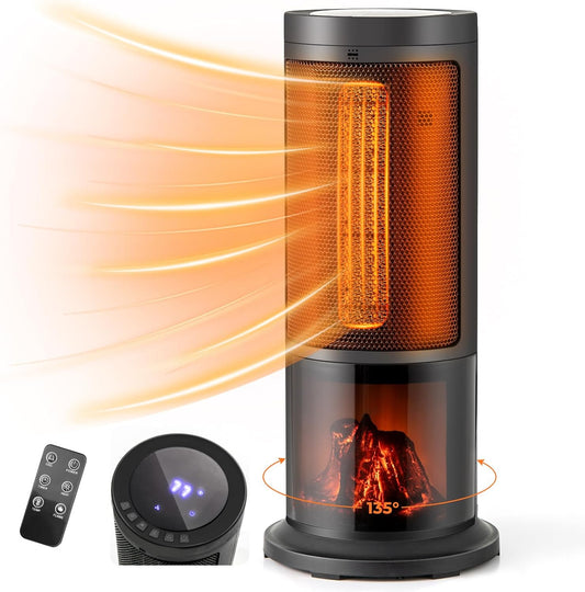 Portable 3D Flame Space Heater w/ Remote - Warm & Safe