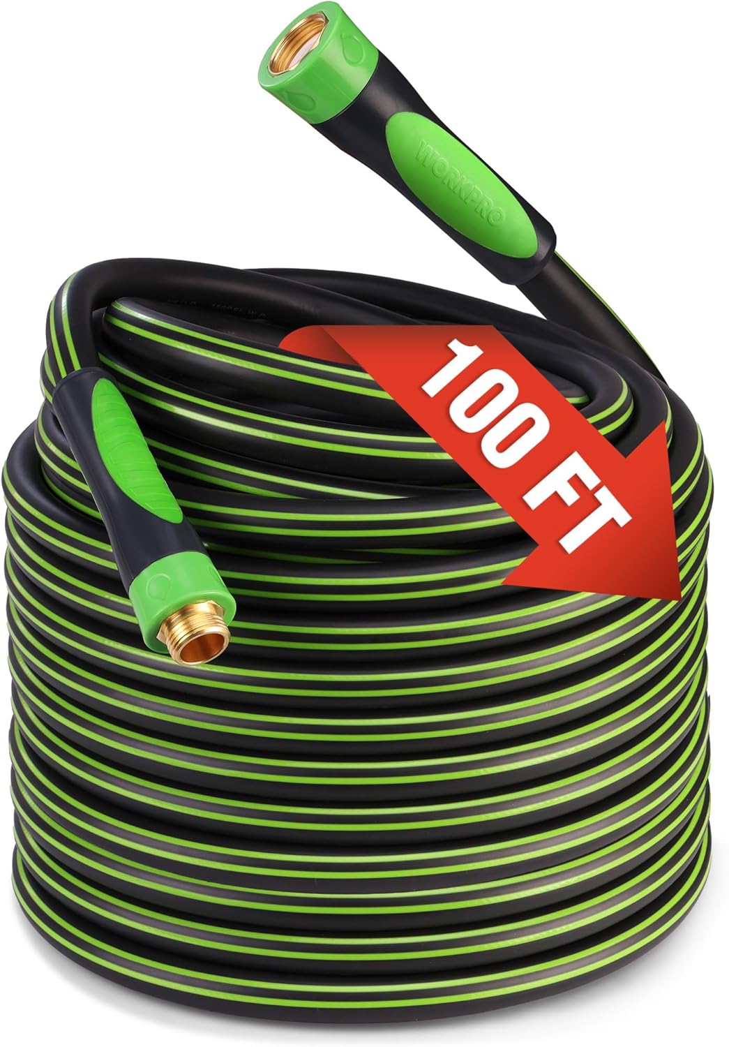 WORKPRO 100ft Hybrid Garden Hose - Flexible & Durable