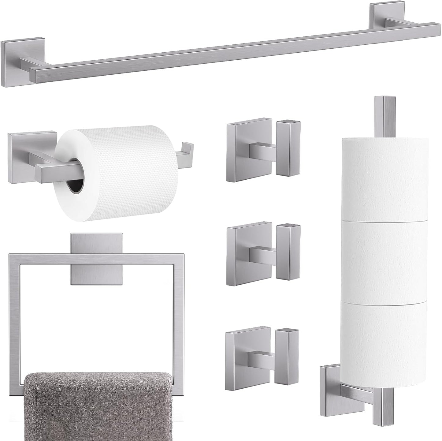 7-Piece Brushed Nickel Bathroom Hardware Set for Modern Homes
