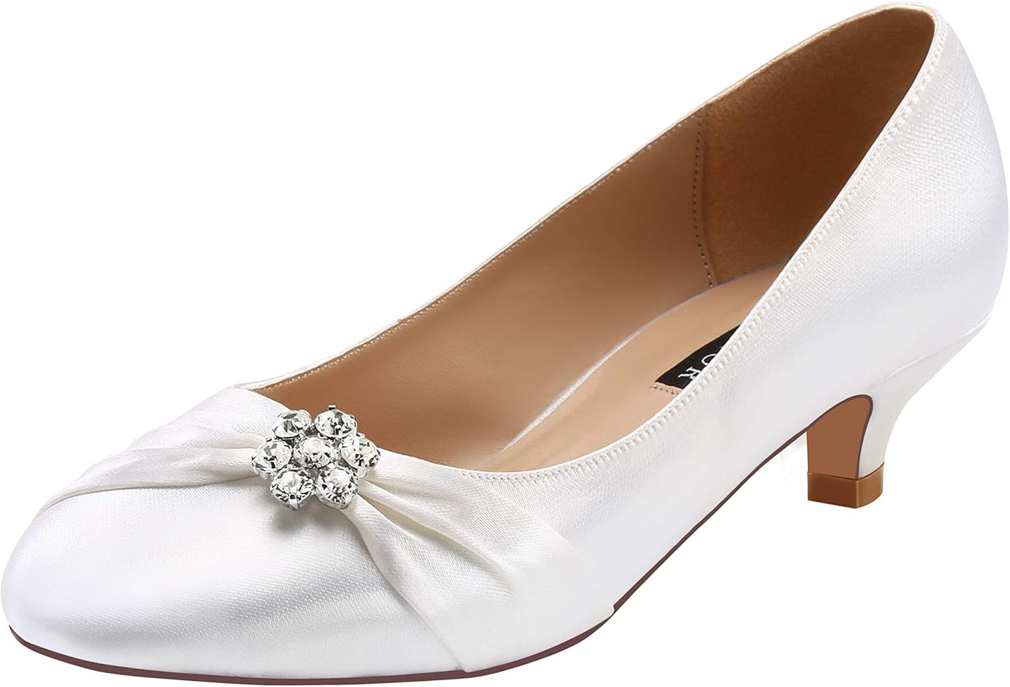 ERIJUNOR Women Closed Toe Comfort Kitten Heels for Weddings