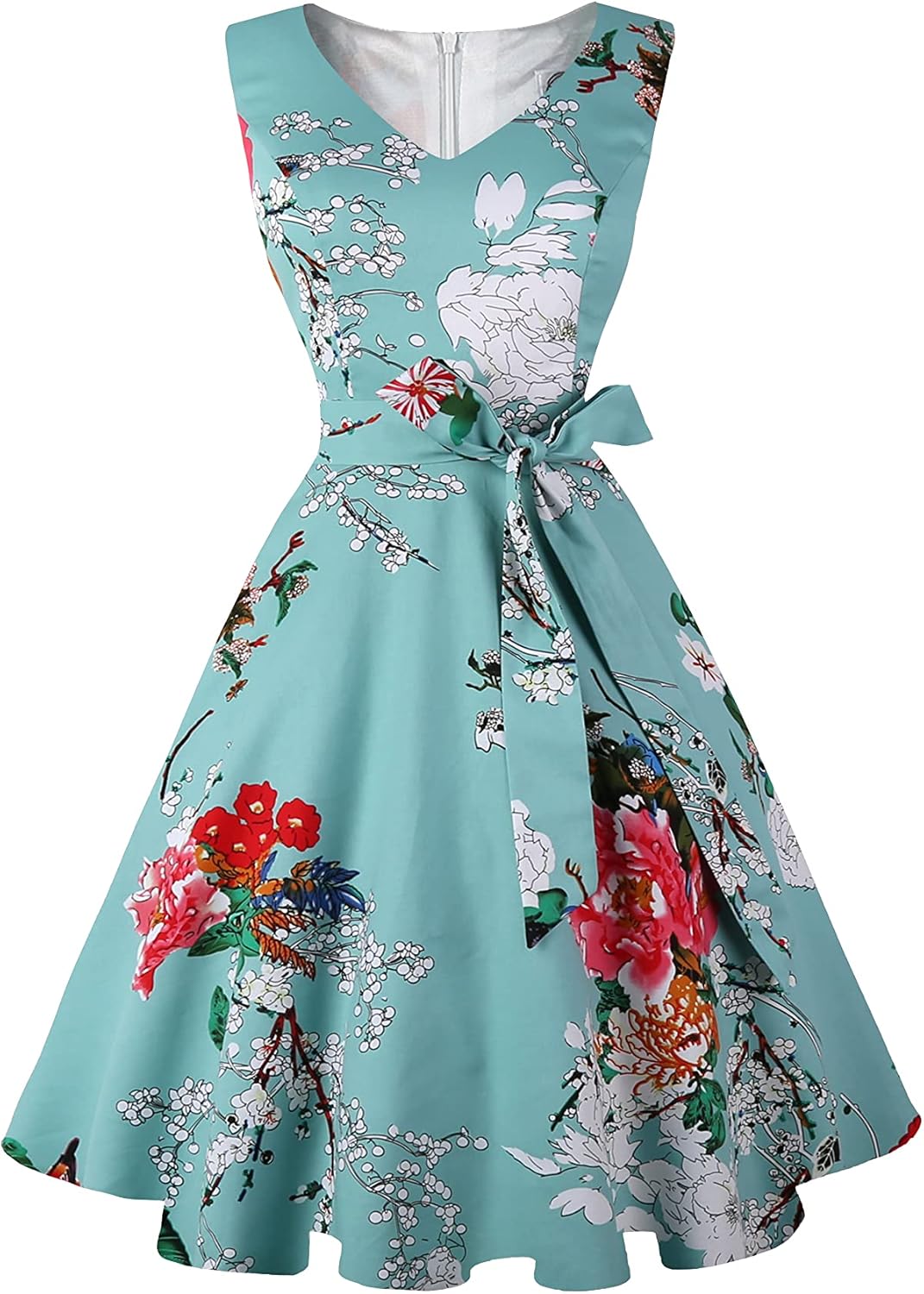 Vintage Sleeveless Cocktail Party Dress with Pockets for Women