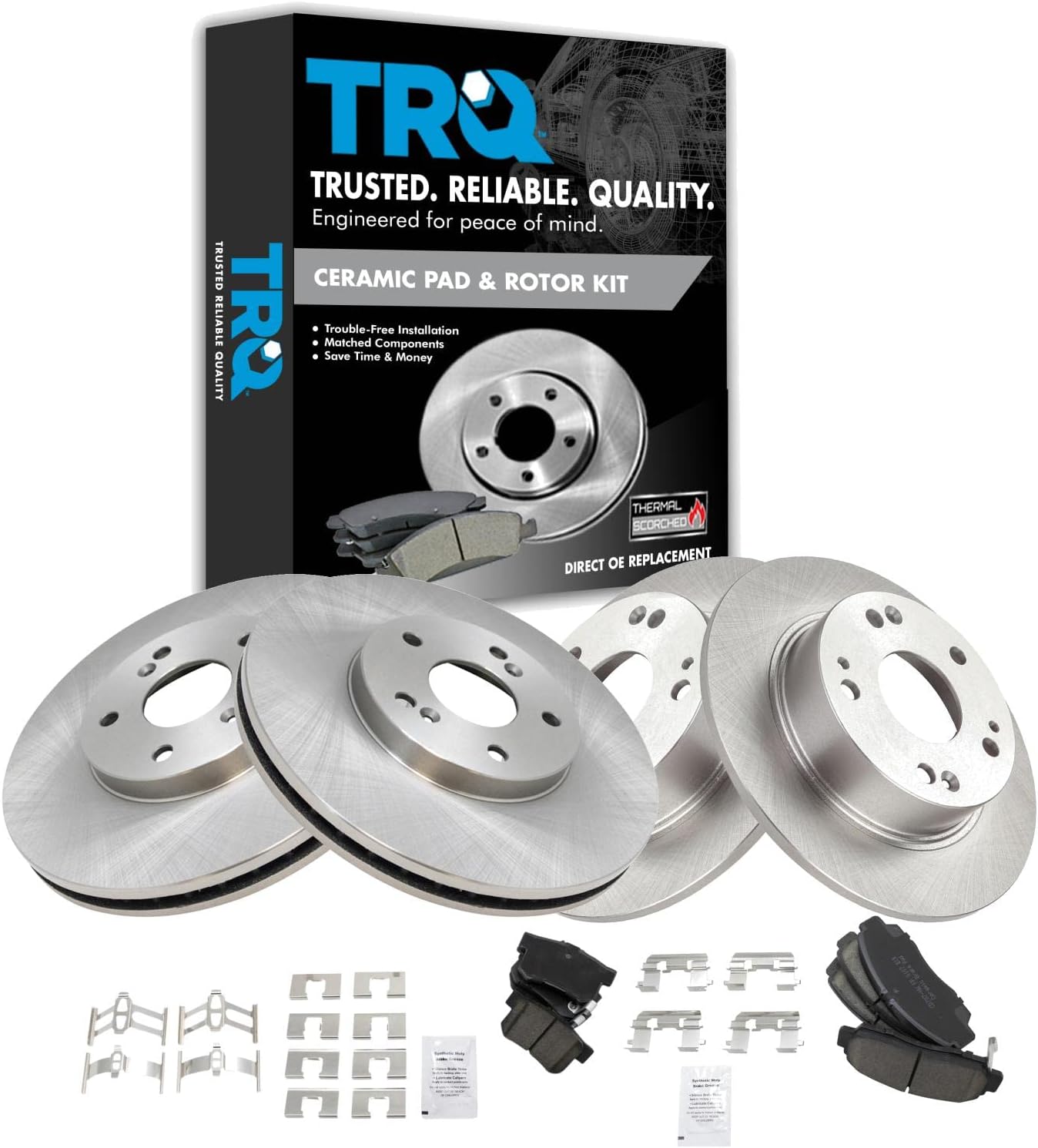 TRQ Front and Rear Brake Pad & Rotor Kit for Acura TSX & Honda Accord