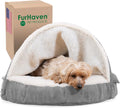 Furhaven 26 in Round Memory Foam Dog Bed - Cozy Burrow for Small Dogs
